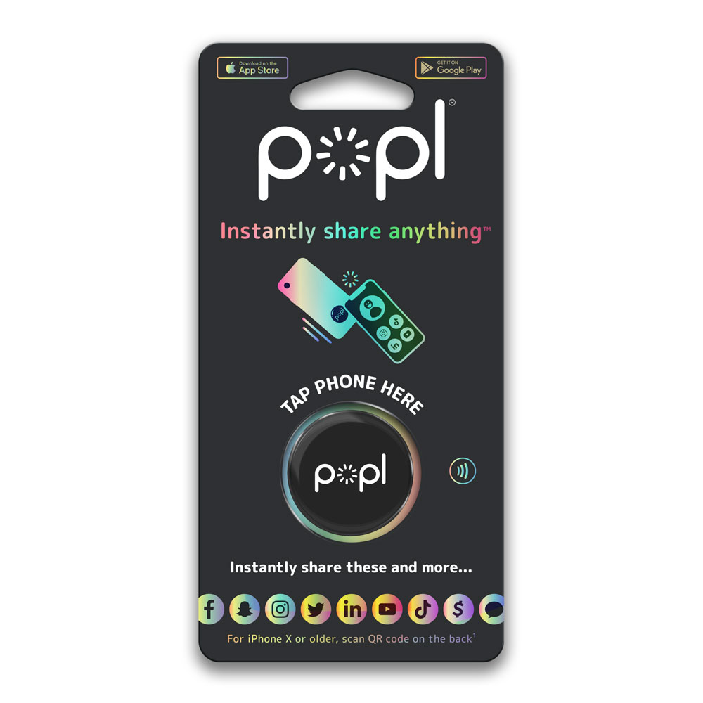 ''Popl - Digital NFC Tag Shares Social Media, Contact, Payment & More for iPhone and Android (Black)''